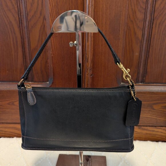 COACH vintage 9311 mini black leather bag baguette - Picture 2 of 11